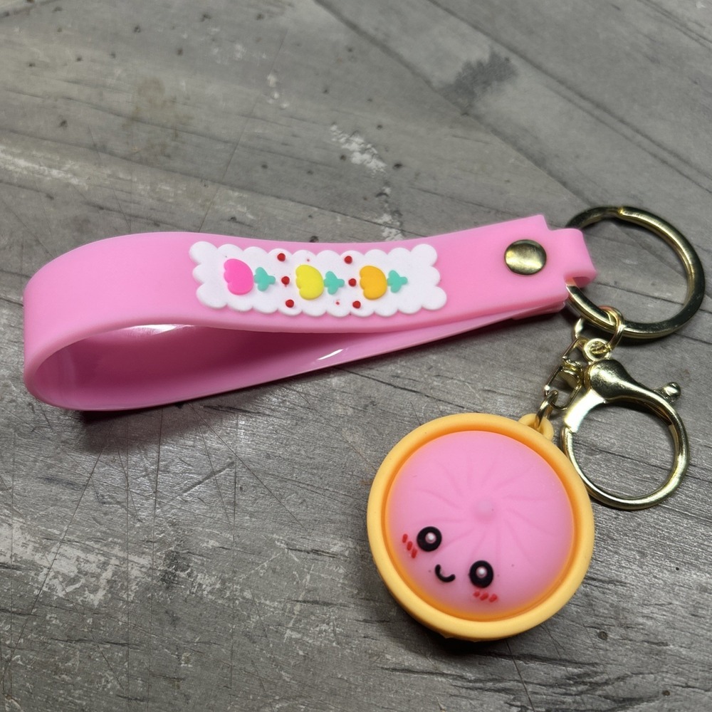 Unbranded Dumpling Keychain Unisex OS Pink NEW Kawaii Backpack Charm Rubber